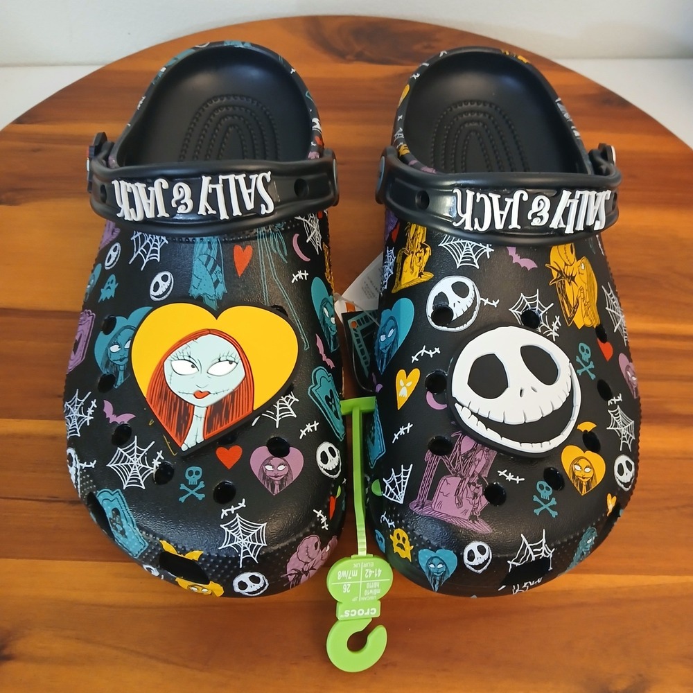 Crocs Nightmare Before Christmas Clogs Womens 11 Mens 9 Black Jack Skellington *